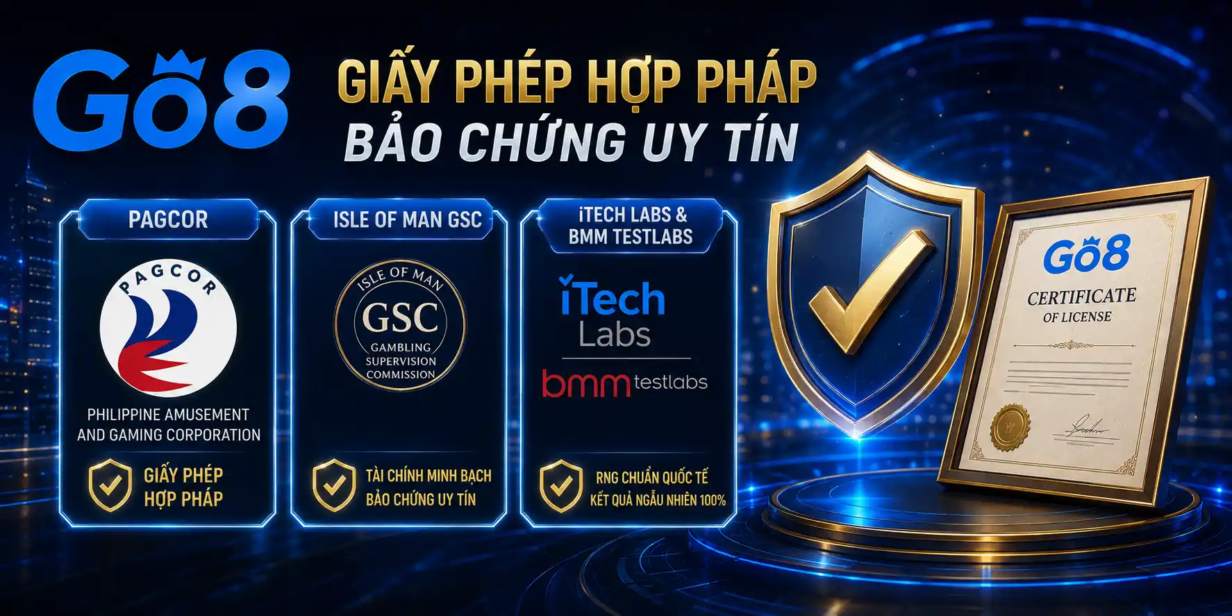 GO8 15 Giấy phép hoạt động hợp - pháp bảo chứng uy tín GO8