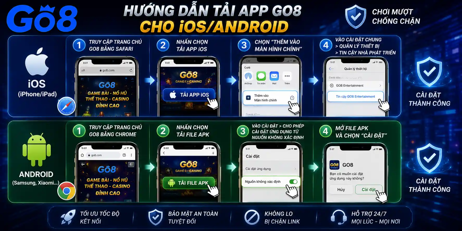 GO8 23 Hướng dẫn tải App GO8 cho iOS/Android mượt mà